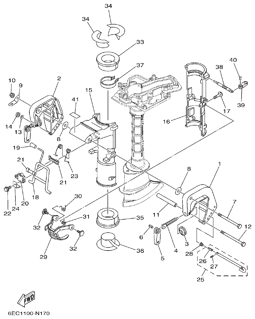 Yamaha F4BMH, F5AMH, F6CMH BRACKET parts diagram